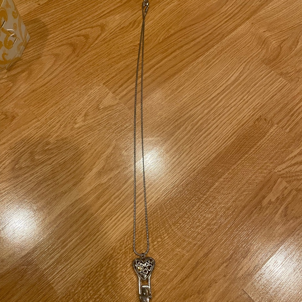 Floating Heart Badge Clip Necklace